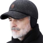 Winter for Men Outdoor Hat, Adjustable Warm Sport Golf Baseball Cap Hats Dad Caps Earflaps Thicken 55-60CM